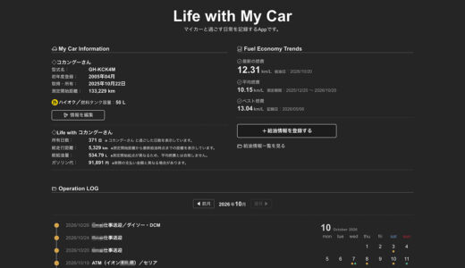 カングー1（GH-KCK4M）「お迎え後1年経過」の記念？に【カーライフ記録アプリ】を作成中！